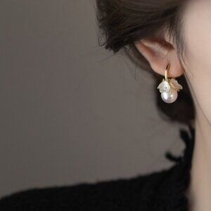 MOP Floral Cluster & Pearl Drop Huggies